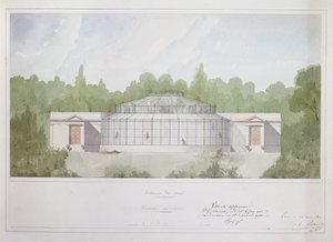 パリのジャルダンデプラントのモンキーハウス、1835年（紙にインクとトイレ）
