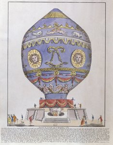 1783年11月21日、シャトードラムエットでのモンゴルフィエ兄弟のバルーン実験 作： French School