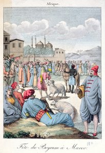 1811年、モロッコのEid-el-Kabirのイスラム教徒の祭り 作： French School