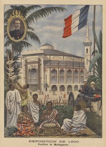 1900年のパリ万国博覧会におけるマダガスカルのパビリオン(カラーリトグラフ)