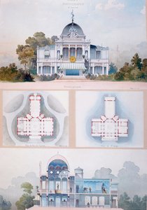 1867年のパリ万国博覧会での写真のパビリオン、1867年（紙にトイレ） 作： French School