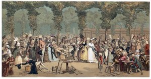 パリのパレ・ロワイヤルのプロムナード（フィリベール・ルイ・ドゥブクール作 1755-1832年 作： French School