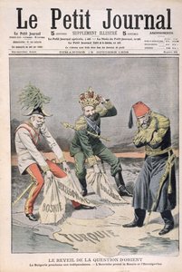 東洋諸国とバルカン半島の問題の復活、1908年10月18日、ルプチジャーナルのカバーイラスト（カラー彫刻） 作： French School