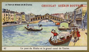 ヴェネツィアのリアルト橋と大運河（クロモリト 作： French School