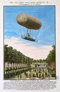1784年7月15日、パリのセントクラウドを巡るロバート飛行船 作： French School