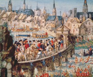 アンリ2世のロイヤルエントリフェスティバル（1519〜59年）、1550年10月1日ルーアンへ（ペンとインクと紙の上のトイレ） 作： French School