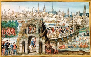 アンリ2世のロイヤルエントリフェスティバル（1519〜59年）、ルーアンへの入場、1550年10月1日 作： French School