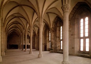 Salle des Hotes、修道院の内部ビュー 作： French School