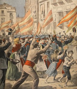 スペイン系アメリカ人戦争、ルプティジャーナルからの挿絵：サプリメントイラストレーター、1898年5月18日 作： French School