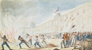 チュイルリーの撮影、1792年8月10日（カラー彫刻） 作： French School