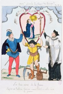 フランスの3つの秩序、1789年（カラー彫刻） 作： French School
