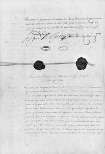 ジュールマザリン枢機卿（1602-61）とドンルイスメンデスデハロ（1598-1661）が署名したピレネー条約（1659年11月7日） 作： French School