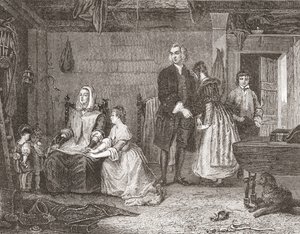 The Vicar of Wakefield reconciling his wife to Olivia, after the painting by Gilbert Stuart Newton. From Histoire des Peintres, École Anglaise, published 1867 (litho)   1439805   ja       japanese Successfully Translated  Original: Design for a Ceiling Tra 作： French School