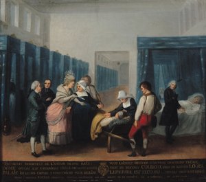 ムッシュとネッカー夫人のホピタルデラシャライトへの訪問、1780 作： French School