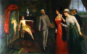 画家のアトリエへの訪問」 1910年頃 （油彩・キャンバス） 作： French School