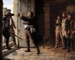 ヴァンデの戦争。1793年に自分が率いていた王党派の軍隊から「青い」捕虜（vendeens）を救うために、狡猾な方法で管理した軍事指導者モーリス・ジョセフ・ルイ・ジゴースト・デルビー（1752-1794）。匿名の絵画。18世紀。Choletミュージアム・オブ・