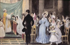 結婚式、1830年頃（紙にトイレ） 作： French School