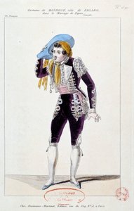 ピエール・オーギュスタン・カロン・ド・ボーマルシェ（1732-1799）作「フィガロの結婚」でフィガロ役を演じた俳優クロード・ルイ・セラフィン・バリザン（またはバリザン）ディット・モンローズ（1783-1843）1784年パリ、Combie francaise 作： French School