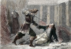 スウェーデン女王クリスティーナ（1626-1689）の愛人であったジャンリナルド・モナルデスキ侯爵がフォンテーヌブロー城で暗殺される。 作： French School