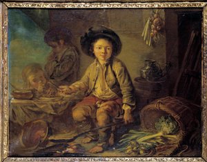 フランス派の絵画、小さなサヴォワールの朝食。1750-1780年頃。薄暗い。0.59×0.73m。 作： French School
