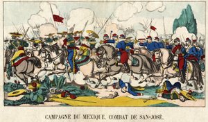メキシコキャンペーン（1862-1867）のサンホセ（San Jose）の戦いでのフーコー隊長 エピナル画像 19世紀 作： French School