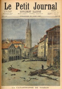 1897年6月20日付「Le Petit Journal」に掲載されたフランス・ヴォワロン（イゼール）村の大災害（洪水）の様子（エングレーヴィング）。 作： French School