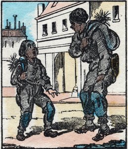 煙突掃除人。La chanson des metier "に掲載された版画。19世紀後半、エピナル・イメージング個人蔵 作： French School