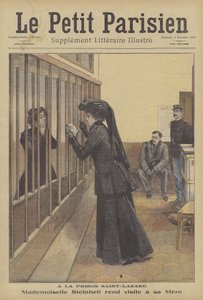 パリのサン・ラザール刑務所に母親を訪ねたマルグリット・ステインエイユの娘（カラーリトグラフ 作： French School