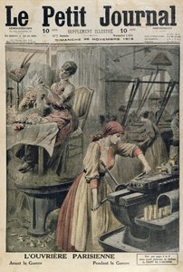 第一次世界大戦前と第一次世界大戦中のパリの女性のためのさまざまなタイプの作品、1916年11月26日、ルプティジャーナルのイラスト 作： French School