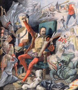 ドンキホーテの夢。 Le Reve de Don Quixote（Miguel De Cervantes）-Le petit Journalのイラスト、1905年5月21日。 作： French School
