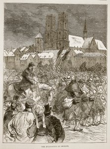 オルレアンの避難、1870年12月、カッセルのフランスとドイツ間の戦争の歴史、1870年から1871年までのイラスト 作： French School