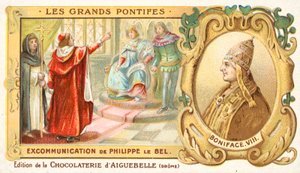 教皇ボニファティウス8世がフランスのフィリップ4世を破門したこと。 作： French School