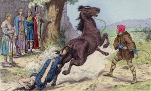 クロタル2世によるオーストラシアのブリュンヒルダの処刑（カラーリトグラフ）613年