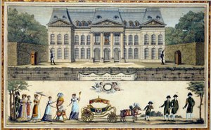 皇帝ナポレオン1世（1769-1821）の息子であるライヒシュタット公爵ナポレオン2世（1811-1832）のローマ王の第一歩、ムードンの19世紀のプリント ソー、イル・ド・フランス美術館蔵 作： French School
