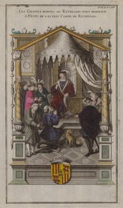 レトロワの紳士たちがレトロワ伯爵アンリ・ド・ロートレックに敬意を表している様子（彩色画 作： French School