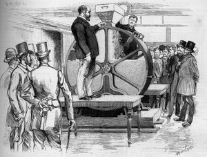 1888年、取締役の立会いのもと、パナマ債を紹介した様子。