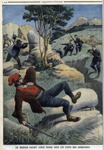 最後のコルシカ島の盗賊がジャンダルムの手にかかる。1909年12月5日の "Le Petit Journal "に掲載されていた。 作： French School