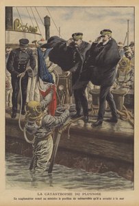 フランス海軍の潜水艦「プルビオース」の喪失（カラーリトグラフ 作： French School