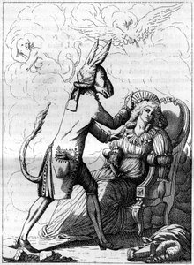 動物磁気説の創始者であるドイツ人医師、フランツ・アントン・メスマー（1734-1815）の古い風刺画に似た大学、「魔法の指」。La Nature」に掲載された版画。Revue des sciences et de ses applications aux arts et a year "の版画。 作： French School