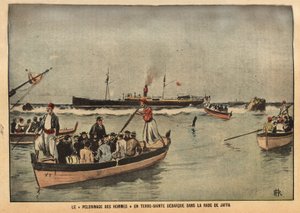 聖地ヤッファ（イスラエル）での男たちの巡礼。Le pelerin』1901年8月9日号掲載。セルバ・コレクション。