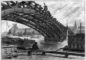 1883年のサン・ペール橋（カルーゼル橋）の甲板の完成（サン・ペール橋） - "Le journal illustrious "のエングレーヴィング