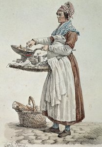 ソーセージ売り」（版画、フランス 作： French School