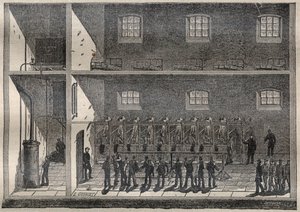 刑務所のシャワー：フォントヴロー（フォントヴロー）の打ち水による風呂 - Engraving In "La Science francaise"