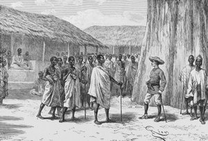 アウアブーでの条約調印（ルイ・グスタフ・ビンガー作「Du Niger au Golfe de Guinee...」より抜粋 作： French School