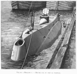 潜水艦オランダ、1899年1月のルモンスイラストからのイラスト 作： French School