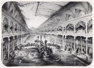 1847年のパリのシャンゼリゼの水体育館 作： French School