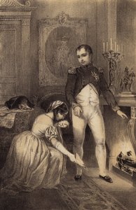 プロイセン将軍フランツルートヴィヒフォンハッツフェルドの妻ナポレオンに夫の命を救うように頼む（リト） 作： French School