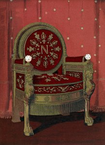ナポレオン1世の玉座Iボナパルト（1769-1821）フォンテーヌブロー宮殿、アンリ・ハヴァールによる装飾と装飾のイラスト、第4巻、プレート54、パリ、メゾンクアンタン、1