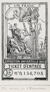 1889年の万国博覧会の入場券（リトグラフ 作： French School