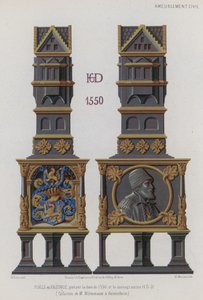 1550年代のタイル張りのストーブ 作： French School